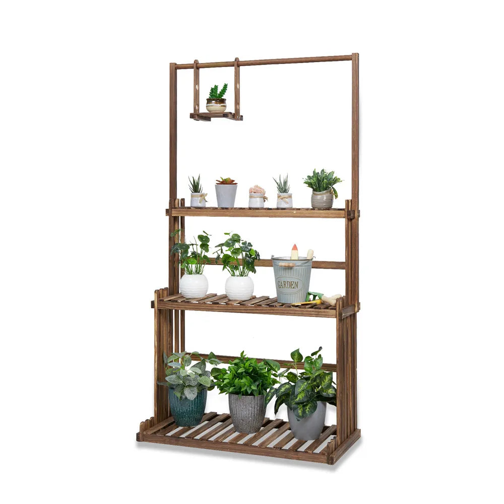Heavy Duty Hanging Plant Stand Multiple Wood Flower Potted Rack Planter Shelving Unit for Indoor Outdoor