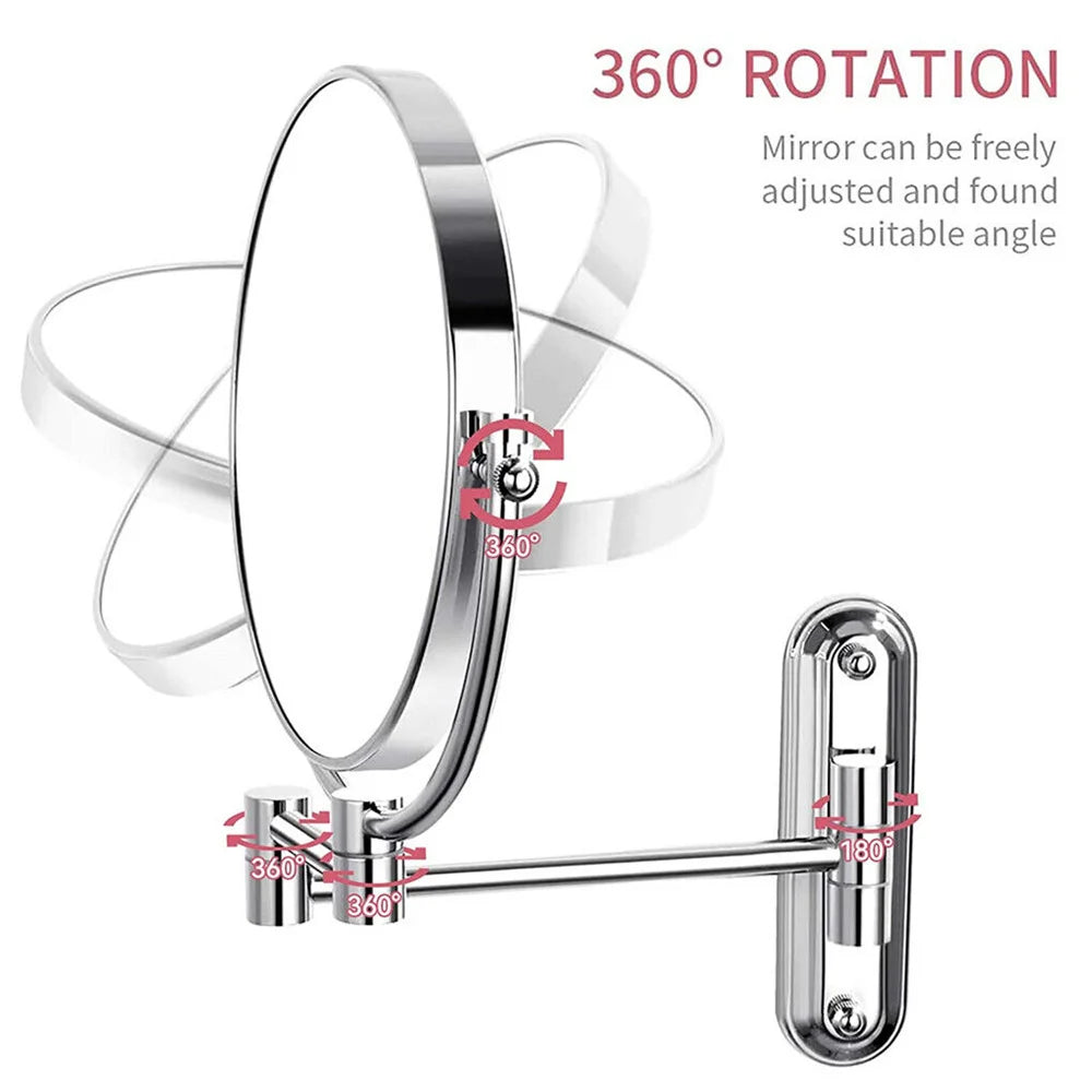 8 Inch Double-Sided Makeup Mirror 10X Magnifying Wall Mounted Swivel Extendable Bathroom Mirror for Shaving