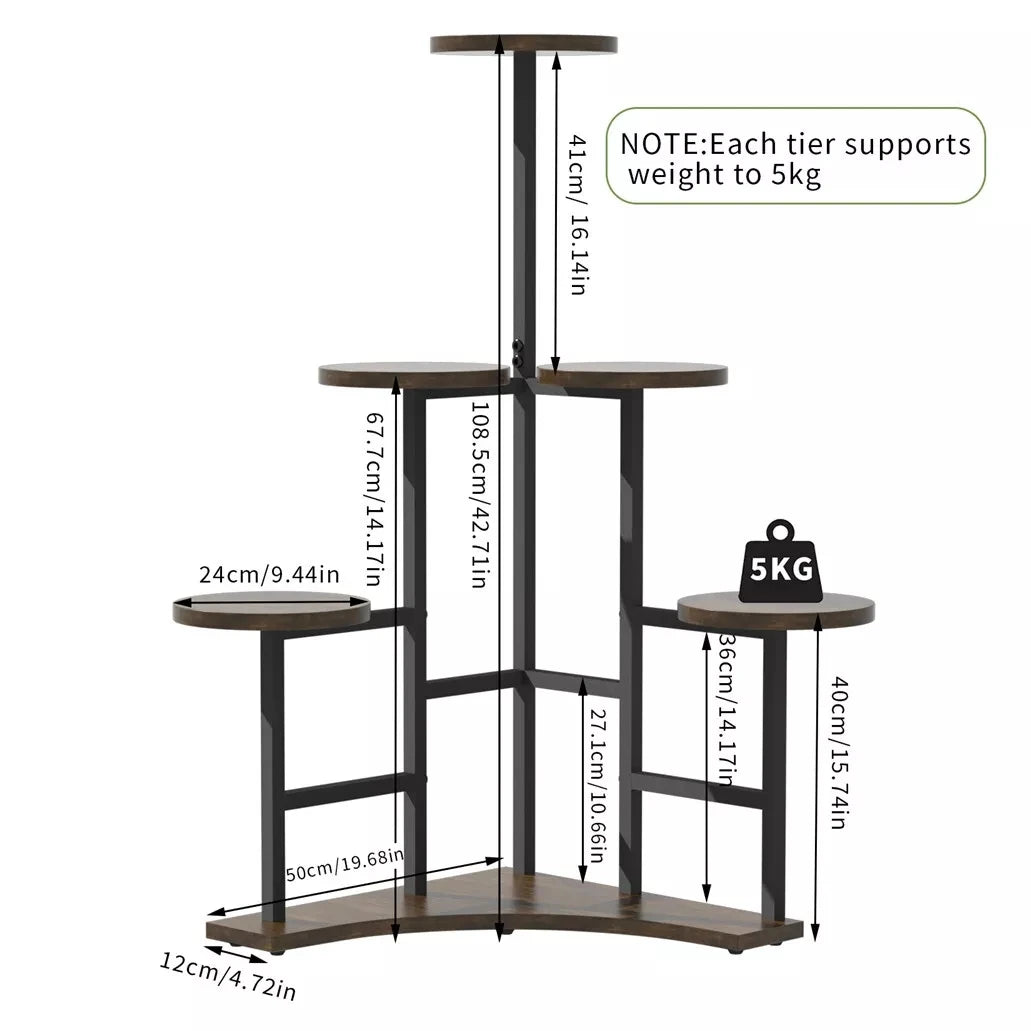 Corner Plant Stand Indoor, 6 Tiered Plant Shelf Flower Stand, Tall Multiple Potted Plant Holder Rack Planter Organizer