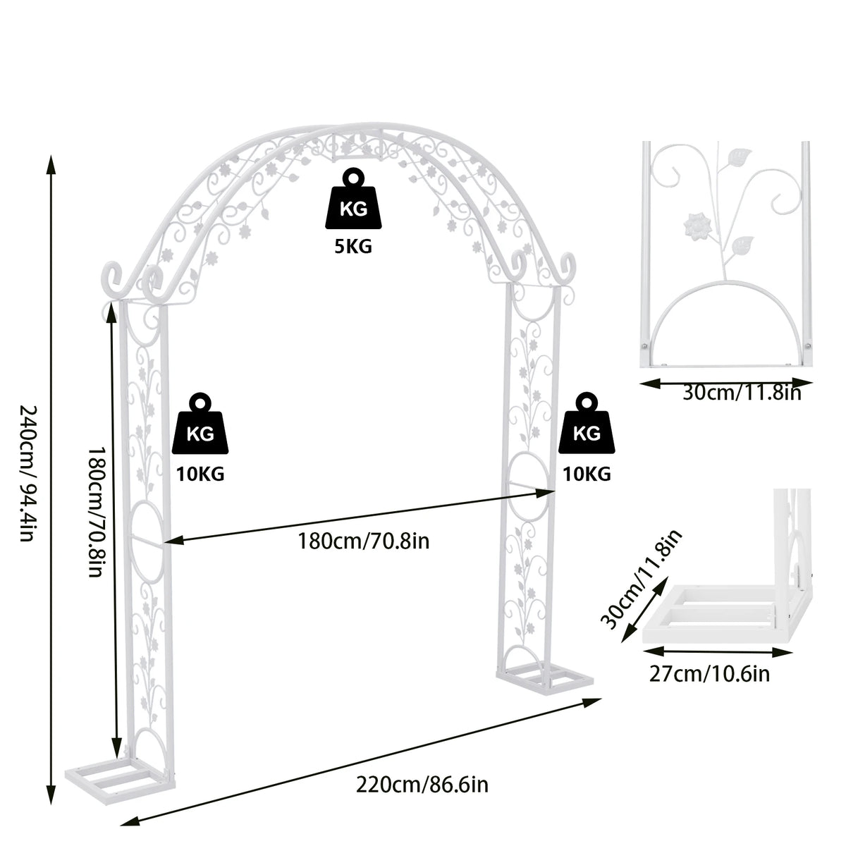 Heavy Duty Metal Wedding Arch, Garden Arbor, Trellis, Archway, Pergola, Balloon Decor Backdrop Stand