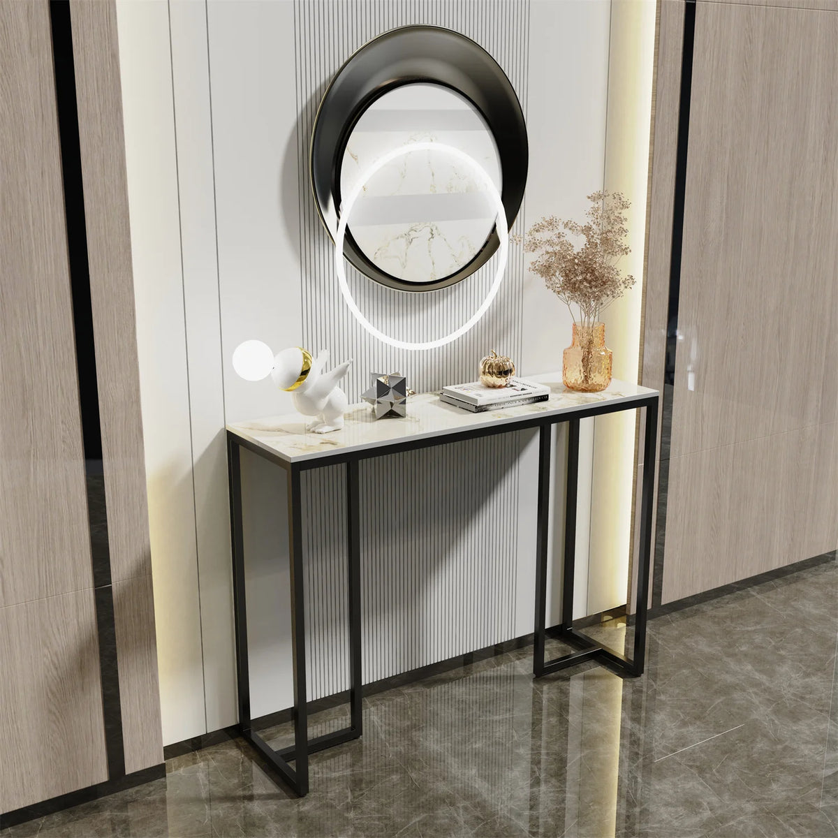 Light Luxury Modern Console Marble Living Room Sofa Tables Nordic Home Iron Sofa Table Furniture Bedroom Decoration
