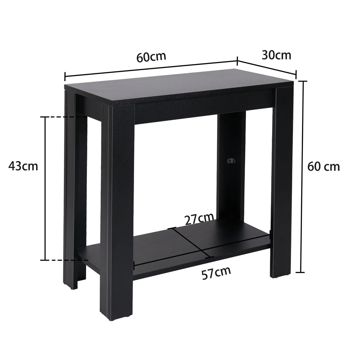 Narrow Side Table with 2-Tier Storage, Modern Sofa End Table Nightstand for Living Room Office