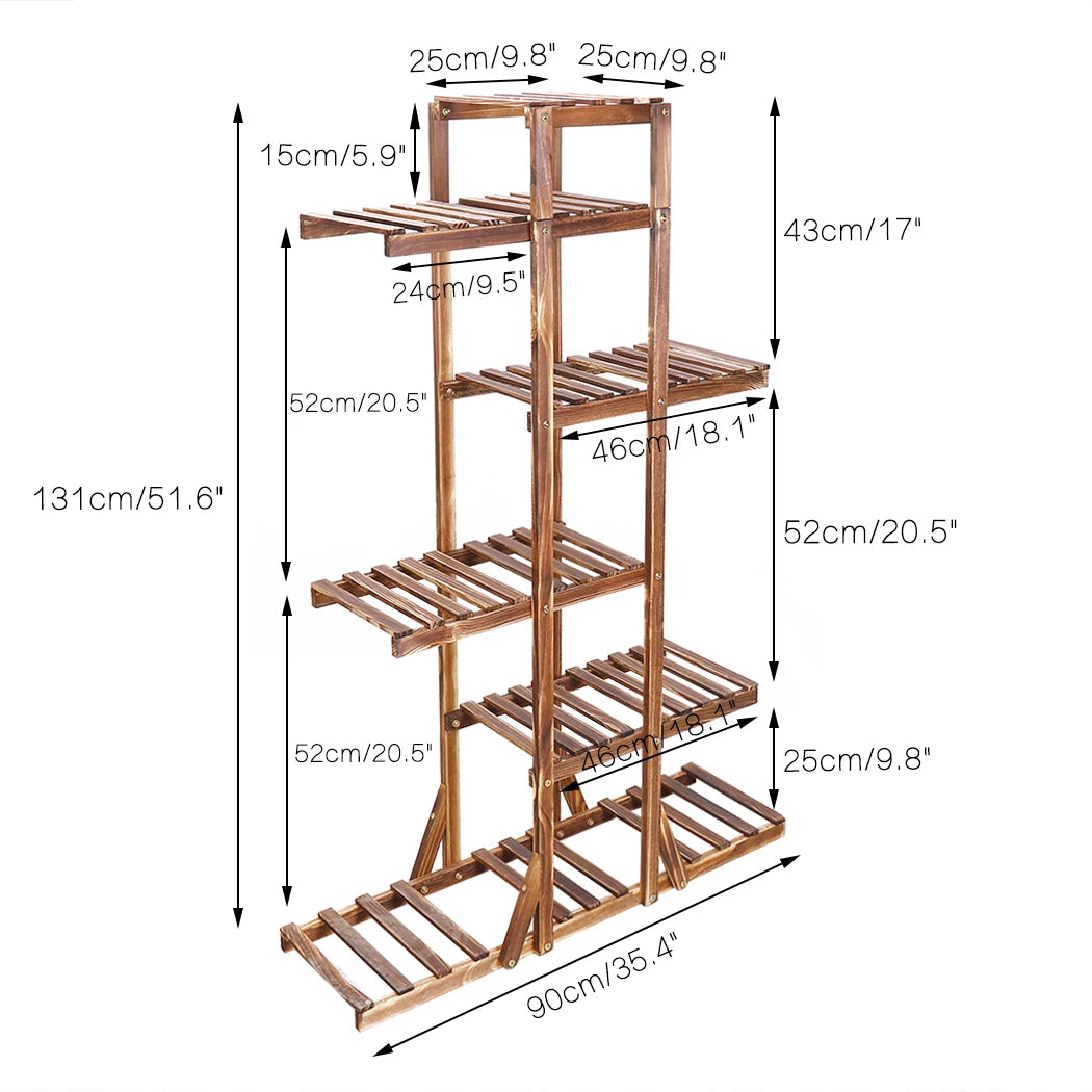 Wall Corner Wooden Plant Stand Indoor Outdoor Garden Flower Pot Shelf Space Save
