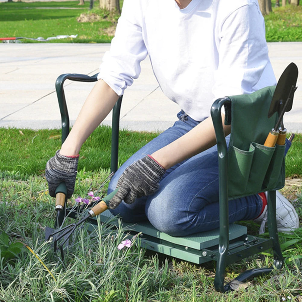 331lb Load Portable Folding Heavy-Duty Upgraded Garden Knee Thick seat Cushion Knee Stool Indoor and Outdoor Military Green