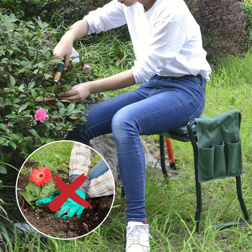 331lb Load Portable Folding Heavy-Duty Upgraded Garden Knee Thick seat Cushion Knee Stool Indoor and Outdoor Military Green