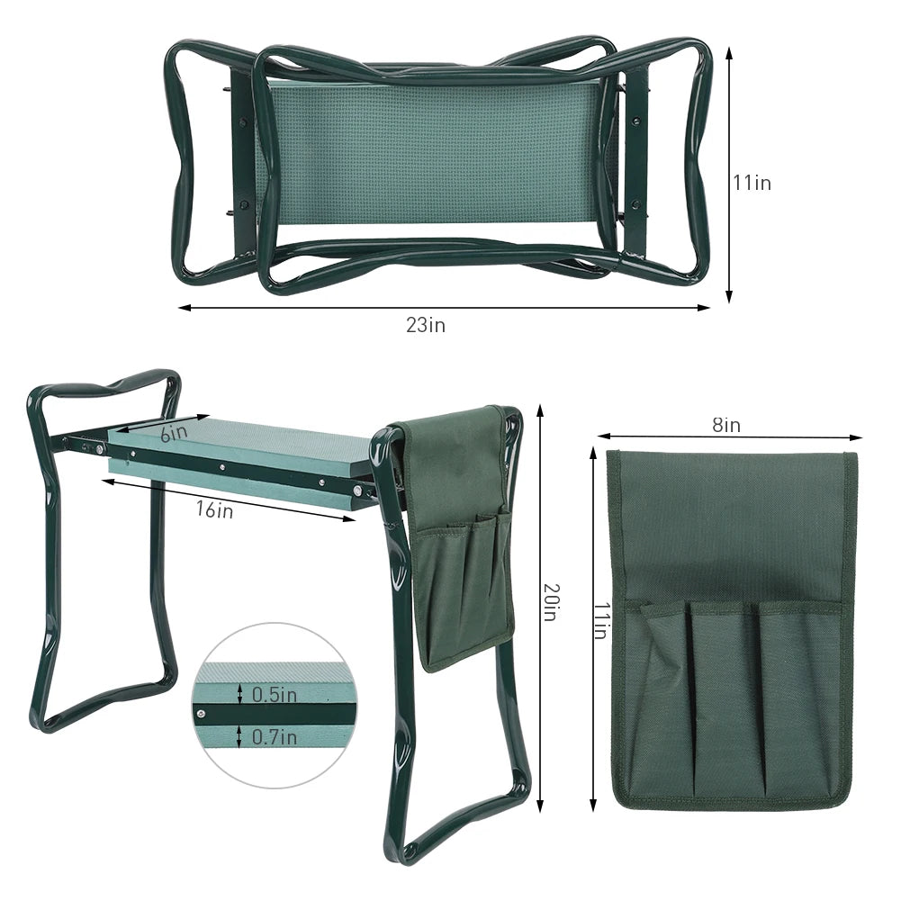 331lb Load Portable Folding Heavy-Duty Upgraded Garden Knee Thick seat Cushion Knee Stool Indoor and Outdoor Military Green