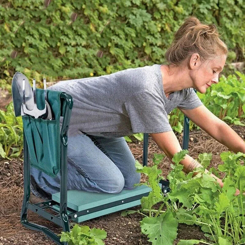 331lb Load Portable Folding Heavy-Duty Upgraded Garden Knee Thick seat Cushion Knee Stool Indoor and Outdoor Military Green