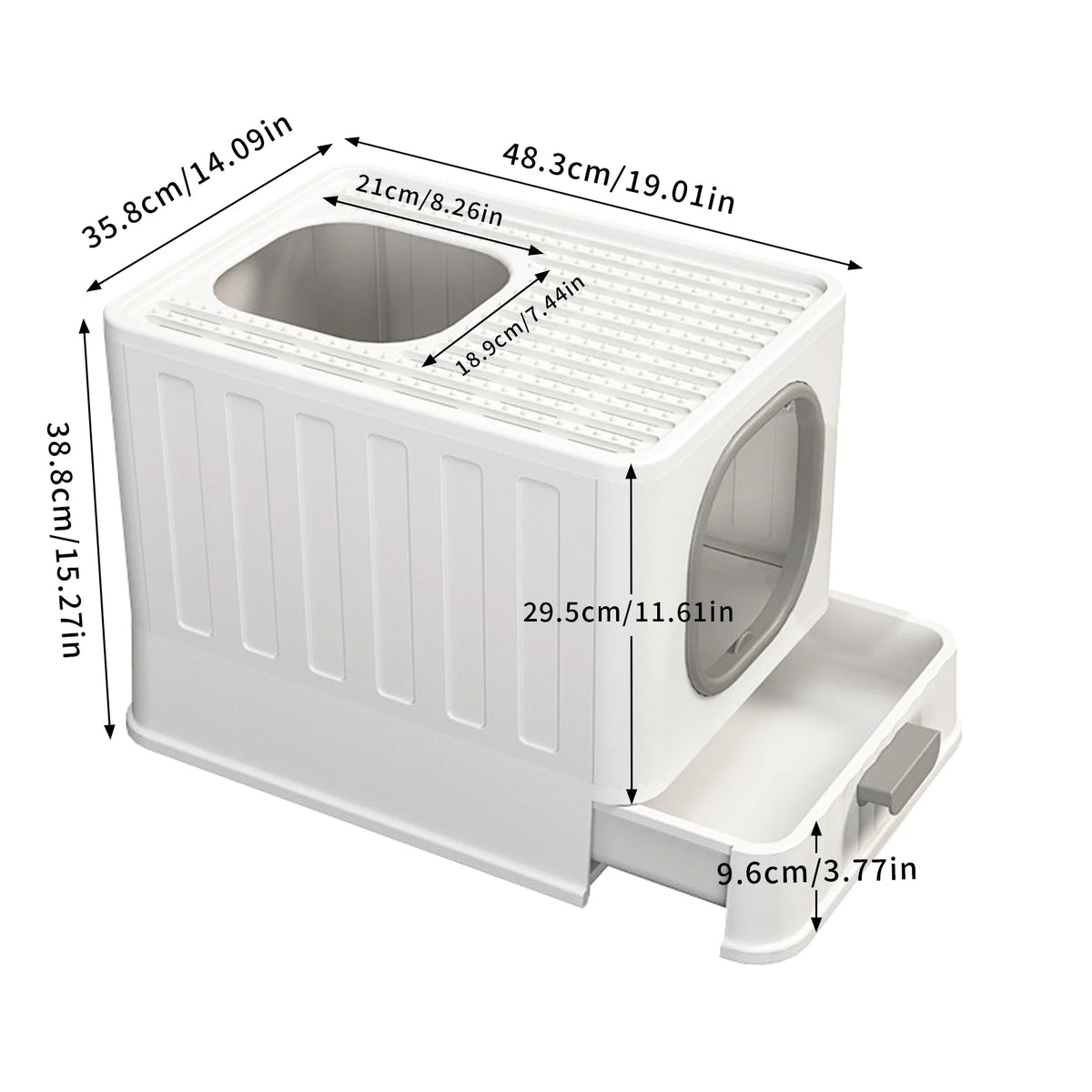 XL Cat Litter Box with Lid Enclosed Cat Potty Top Entry Anti-Splashing Cat Toilet Easy to Clean with Cat Litter Scoop