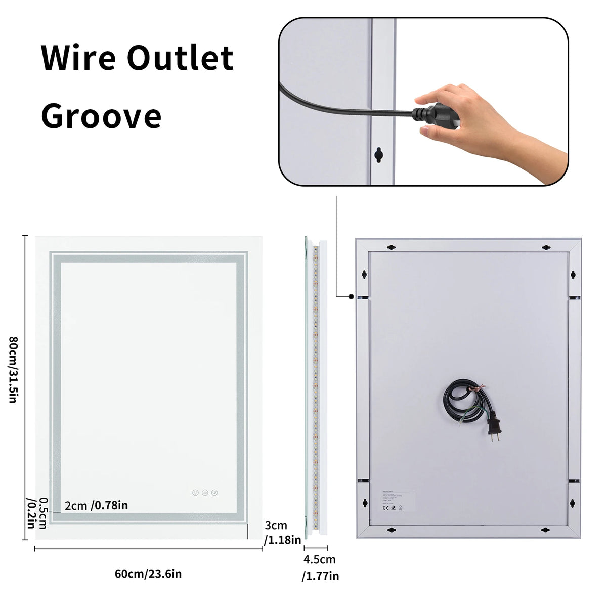 24x32 Inch Led  Rectangle Mirrors for Bathroom with Front Light and Backlit Anti Fog Function Wall Decor Vanity Mirrors