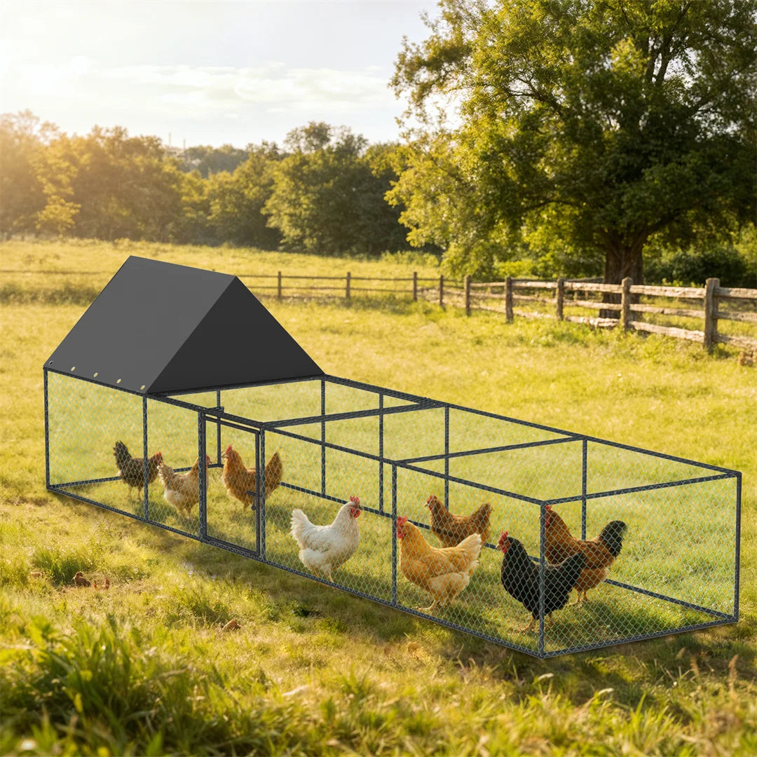 Walk-in Outdoor Chicken Coop Cage, Poultry Run Pen Fence with Nylon Netting & Silver Powder-Coated Metal Tubes, for Ducks Hens