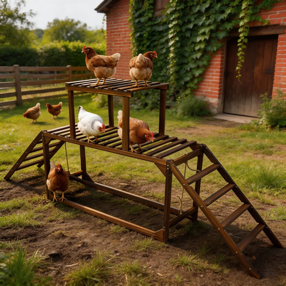 Pine Wood Chicken Perch Swing Chicken Roosting Bars Chicken Climbing Ladder Activity Play Toys for Coop Entertainment