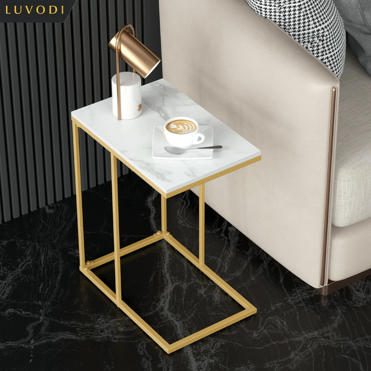 Modern C-Shaped Sofa Side Table End Nightstand Desk for Home Laptop Storage Coffee Table Bedroom Furniture