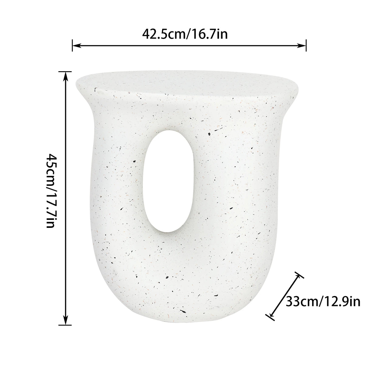 16.7x12.9x17.7 inch U-Shaped Geometric Side Table End Table Sofa Table, Stylish Coffee Table, Lightweight Nightstand, Bedroom Decor, Accent Table