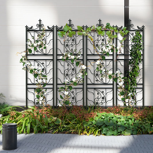 2 Packs/6 Panels 71 inch Garden Trellis Decorative Outdoor Tall Metal Fence Black Lattice Panel Yard Corner Décor for Climbing Plant Flower
