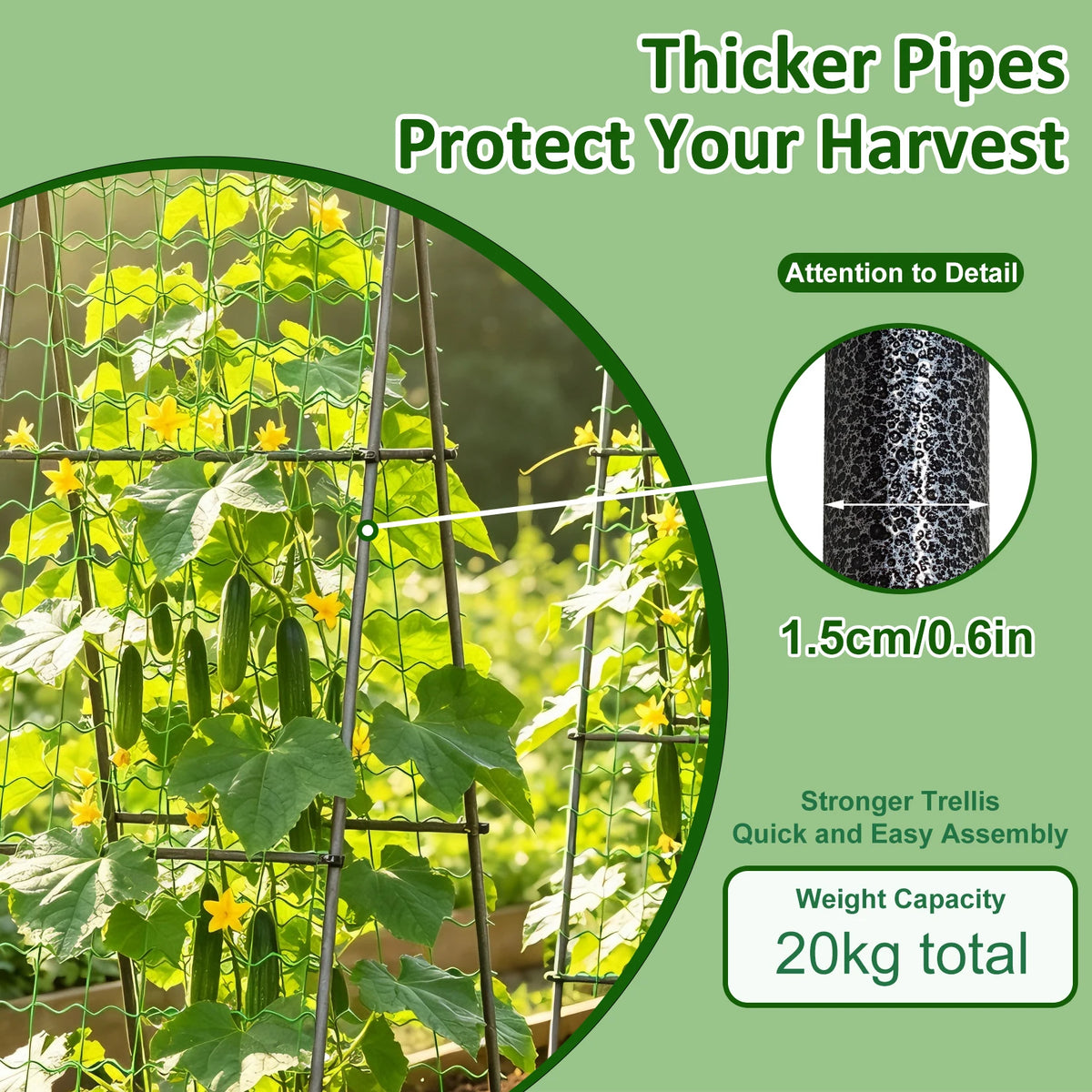 2 Pack A-Frame Garden Trellis for Climbing Plants - 2.1m Outdoor Metal Cucumber Trellis Support Frame for Raised Beds with Nylon Netting, Anti-Rust Powder Coated Vegetable Plant Tower (71x112x210cm)