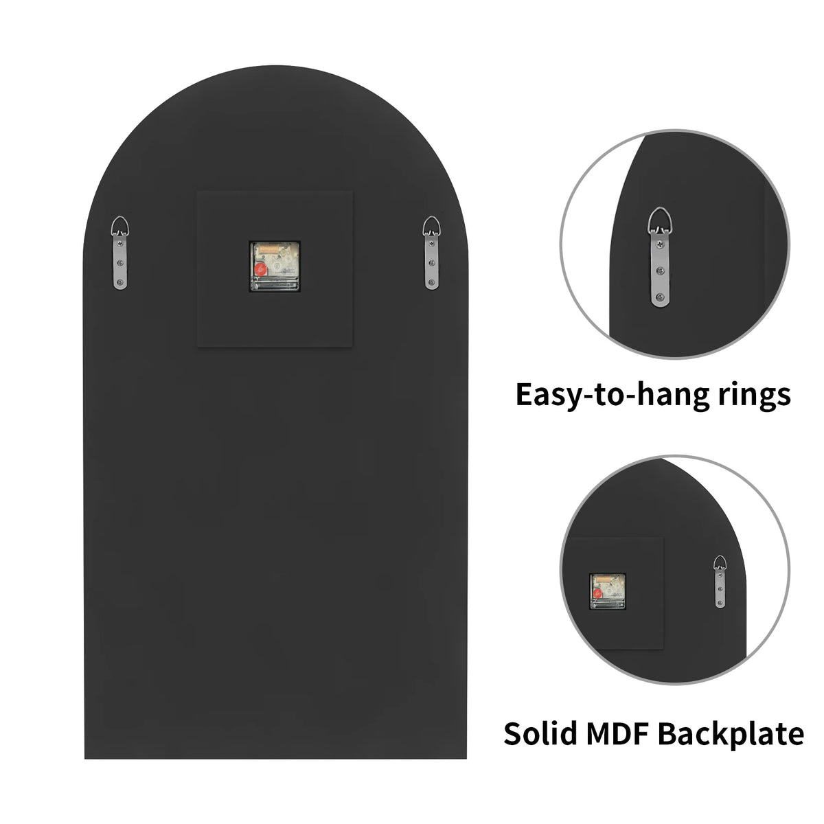 Wall Decorative Mirrors Arched Brown Tinted Glass Wall Mounted Clock for Home,Hotel,Living Room,Dining Room,Bedroom Walls
