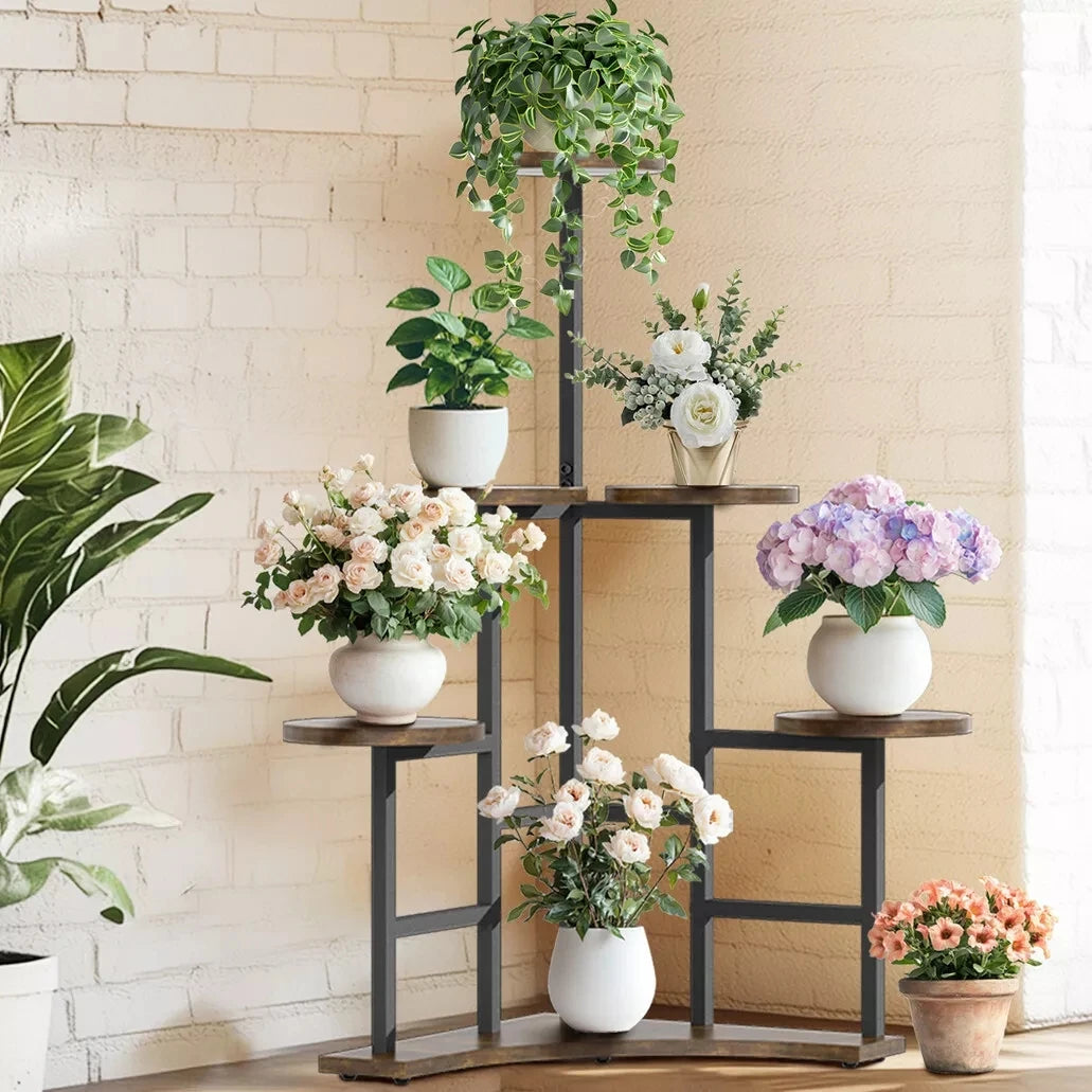 Corner Plant Stand Indoor, 6 Tiered Plant Shelf Flower Stand, Tall Multiple Potted Plant Holder Rack Planter Organizer