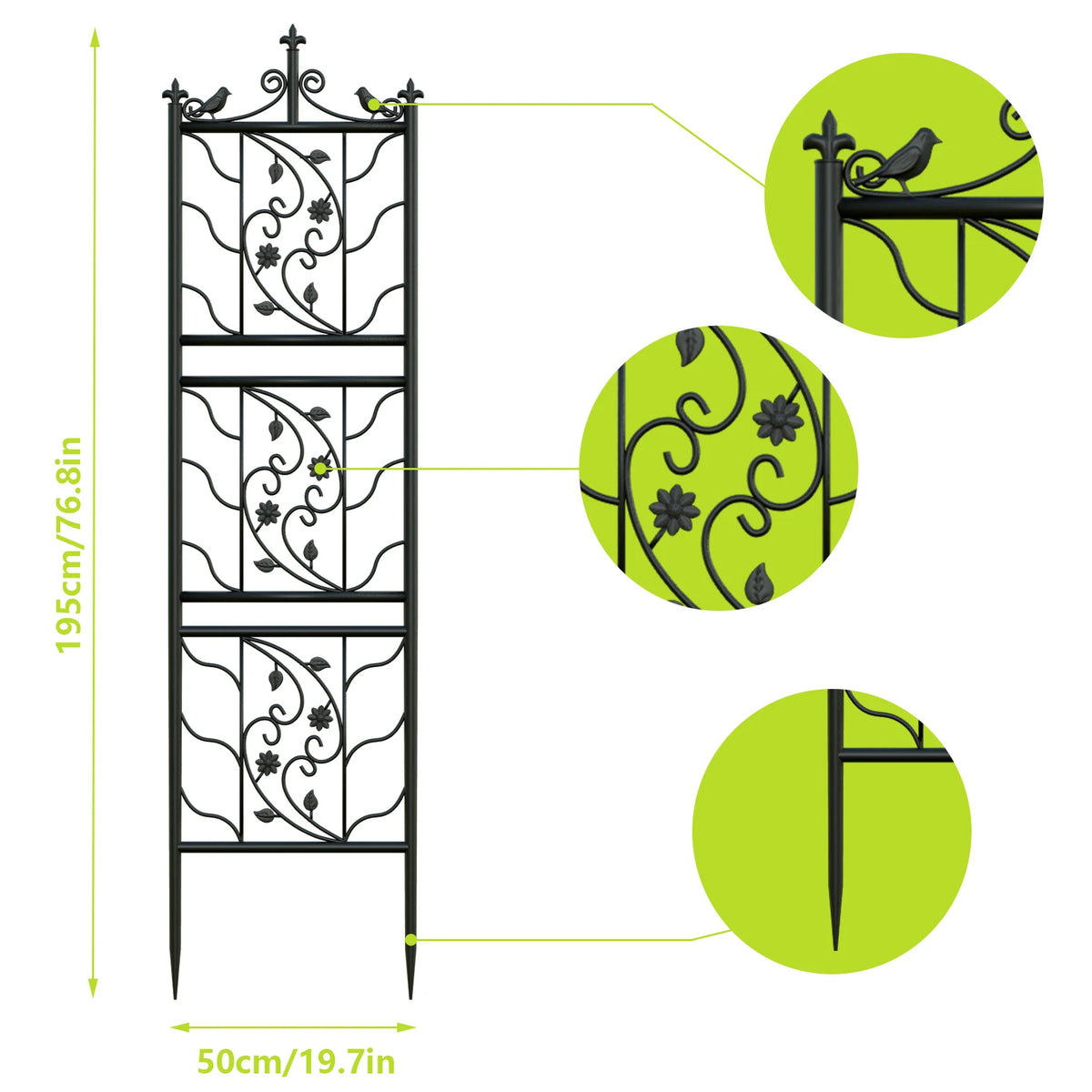 2 Packs/6 Panels 71 inch Garden Trellis Decorative Outdoor Tall Metal Fence Black Lattice Panel Yard Corner Décor for Climbing Plant Flower