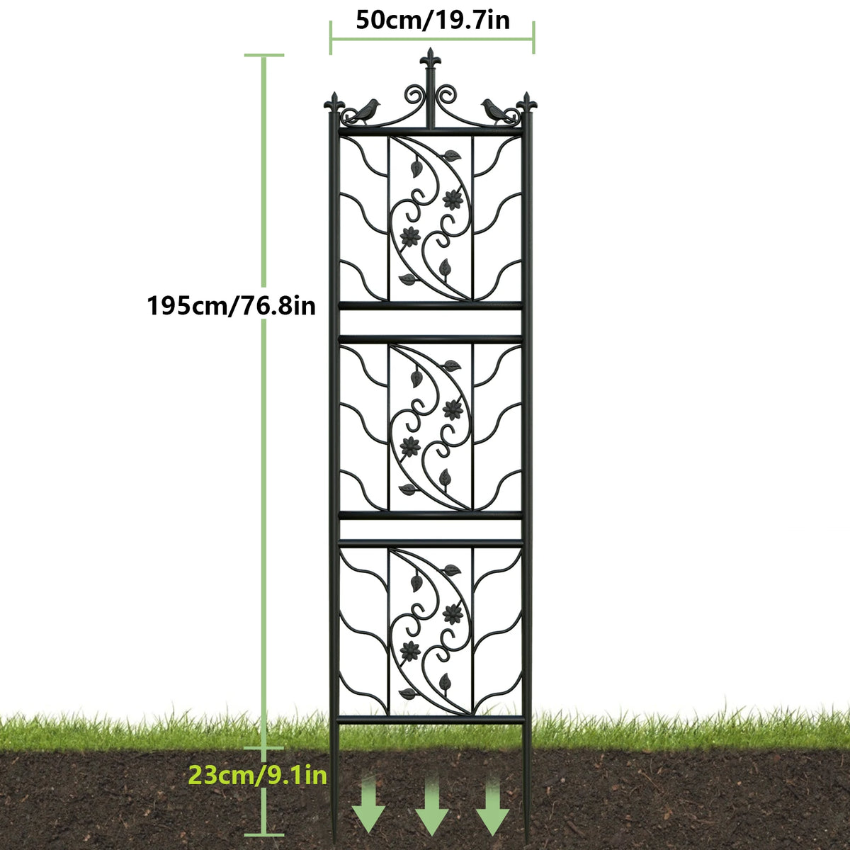 2 Packs/6 Panels 71 inch Garden Trellis Decorative Outdoor Tall Metal Fence Black Lattice Panel Yard Corner Décor for Climbing Plant Flower