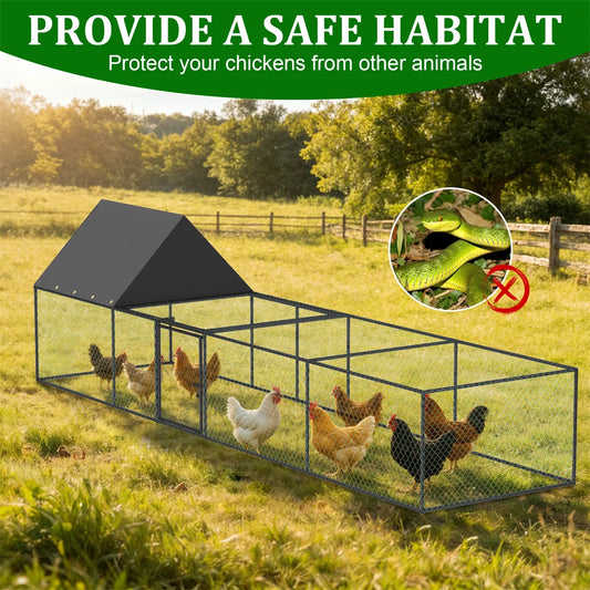 Walk-in Outdoor Chicken Coop Cage, Poultry Run Pen Fence with Nylon Netting & Silver Powder-Coated Metal Tubes, for Ducks Hens