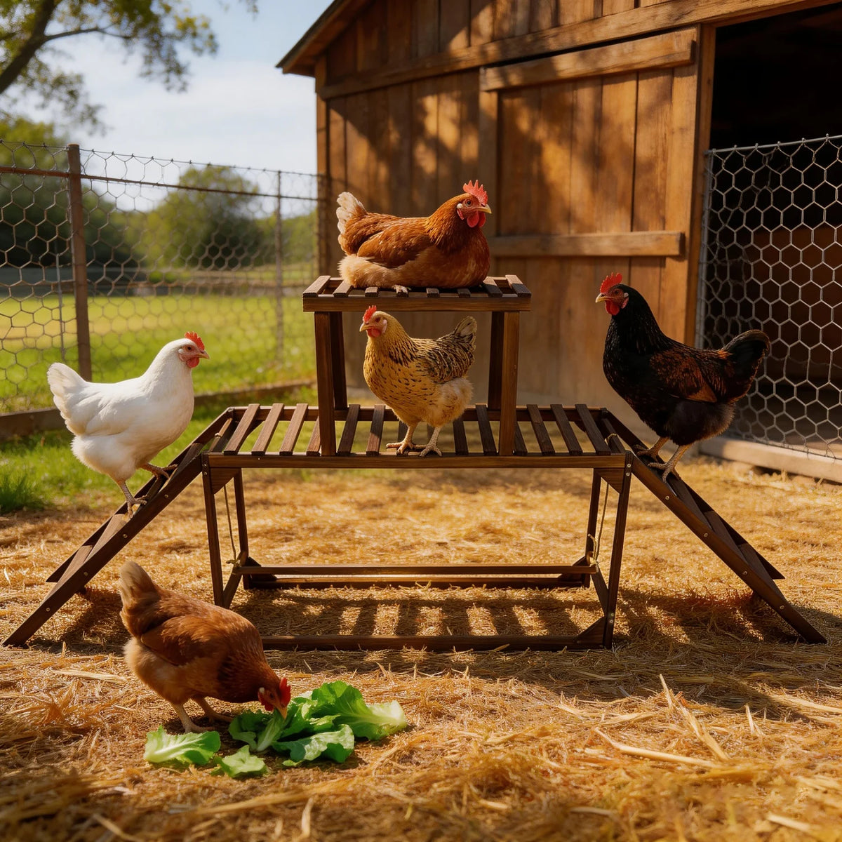 Pine Wood Chicken Perch Swing Chicken Roosting Bars Chicken Climbing Ladder Activity Play Toys for Coop Entertainment