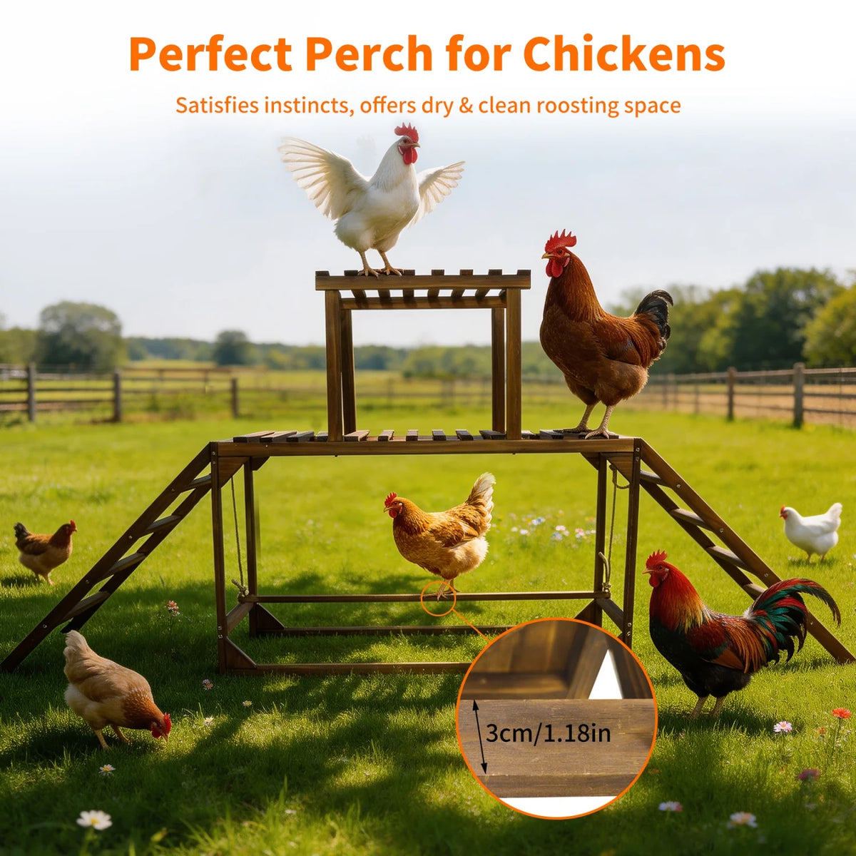Pine Wood Chicken Perch Swing Chicken Roosting Bars Chicken Climbing Ladder Activity Play Toys for Coop Entertainment