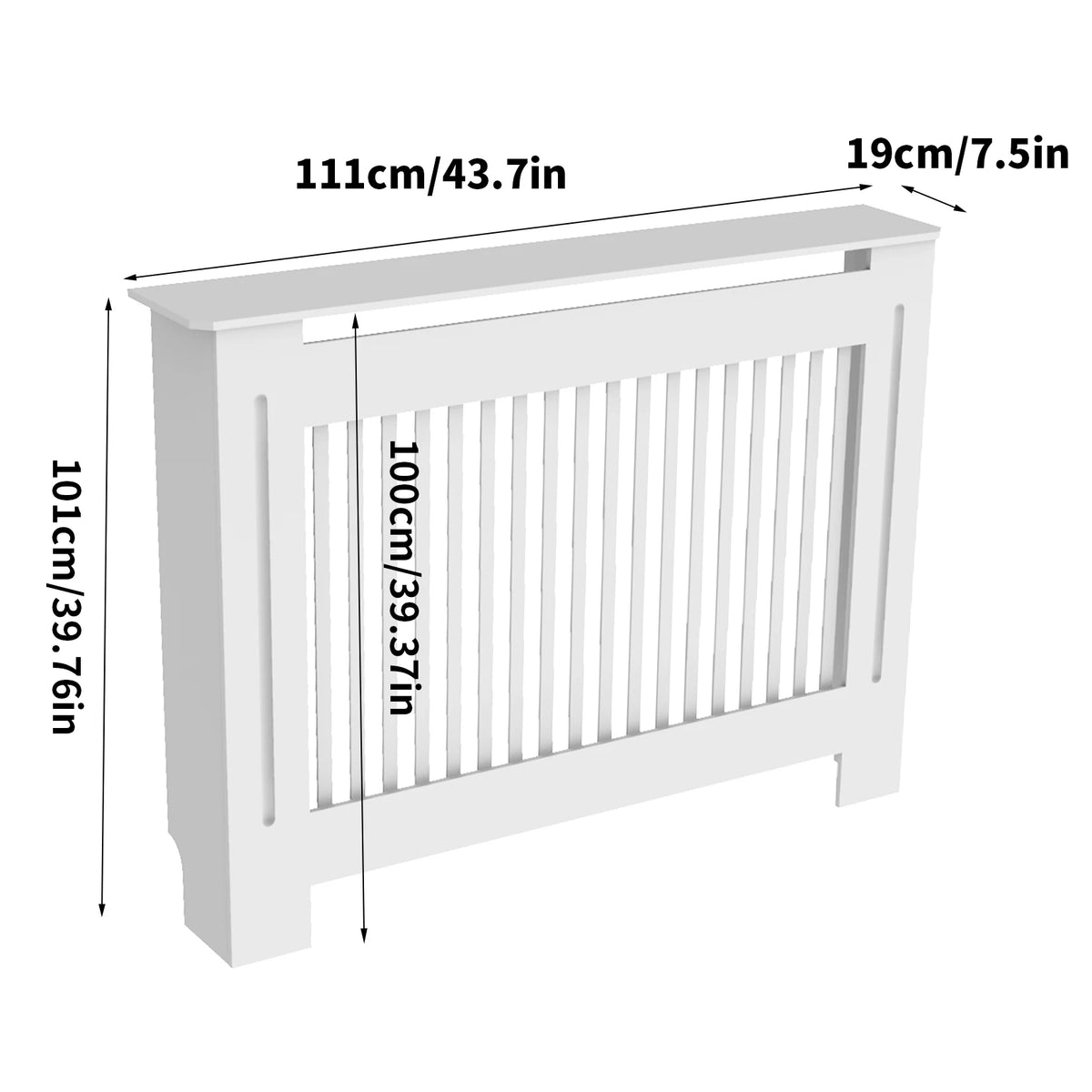 High Radiator Cover Modern Slatted Vertical Radiator Cover MDF Cabinet High Radiators Shelf for Bedroom Living Room Radiators