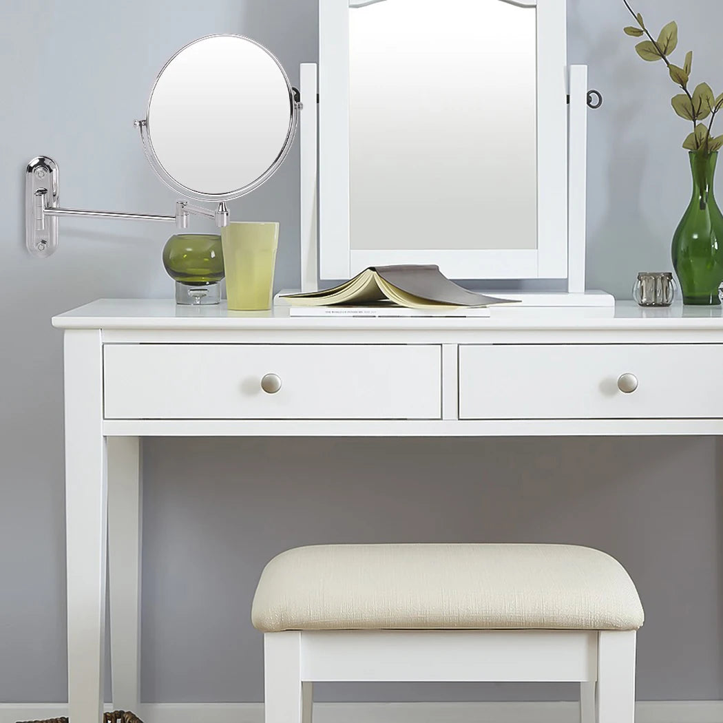 8 Inch Double-Sided Makeup Mirror 10X Magnifying Wall Mounted Swivel Extendable Bathroom Mirror for Shaving
