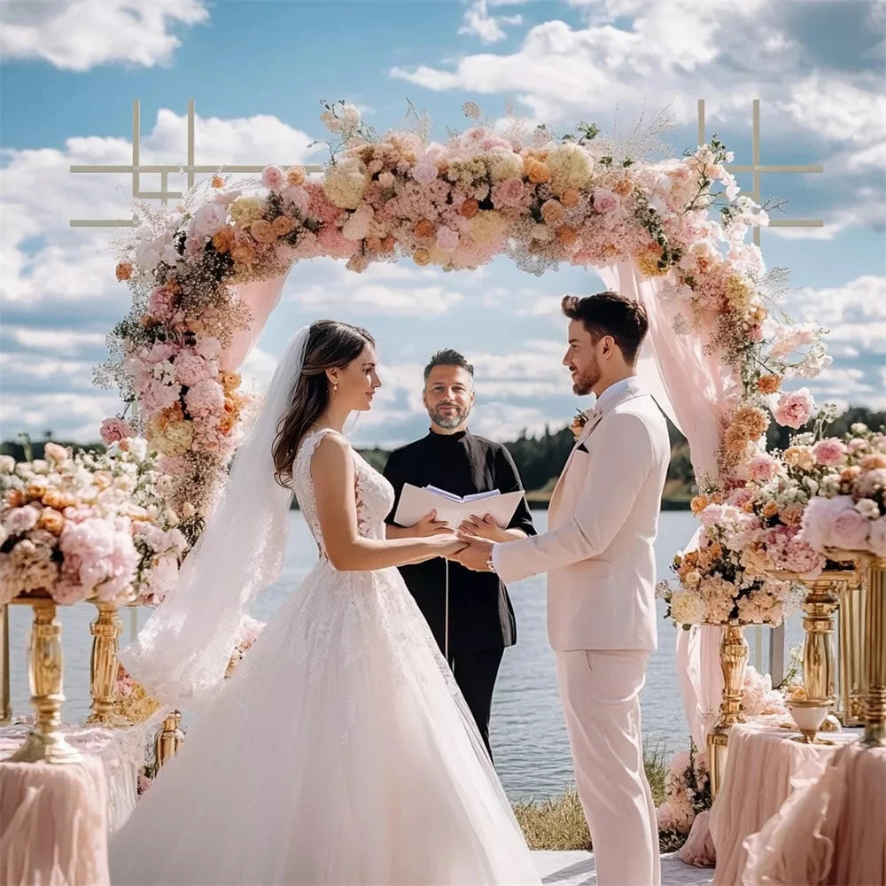 7.74FT Iron Wedding Arch, Metal Arch Backdrop Stand Square Arch Wedding Arbor Wedding Arches for Ceremony Birthday Parties