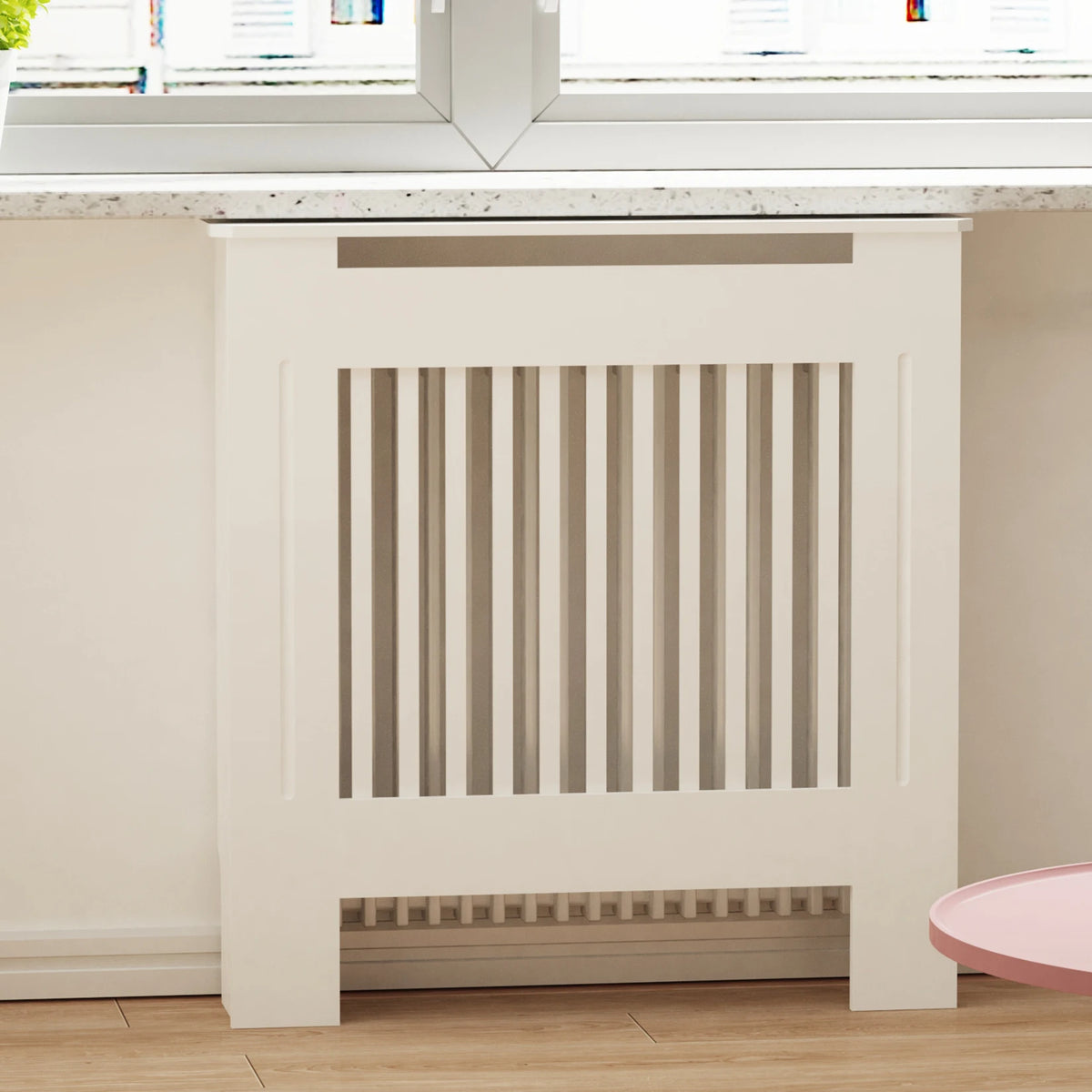 High Radiator Cover Modern Slatted Vertical Radiator Cover MDF Cabinet High Radiators Shelf for Bedroom Living Room Radiators