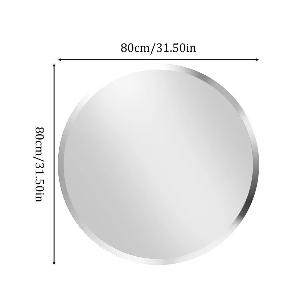 80cm Large Frameless Round Wall Mirror with Beveled Edge Bathroom Vanity Mirror