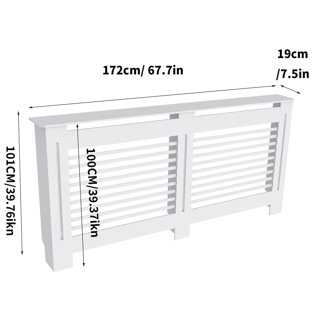 High Radiator Cover Modern Slatted Vertical Radiator Cover MDF Cabinet High Radiators Shelf for Bedroom Living Room Radiators