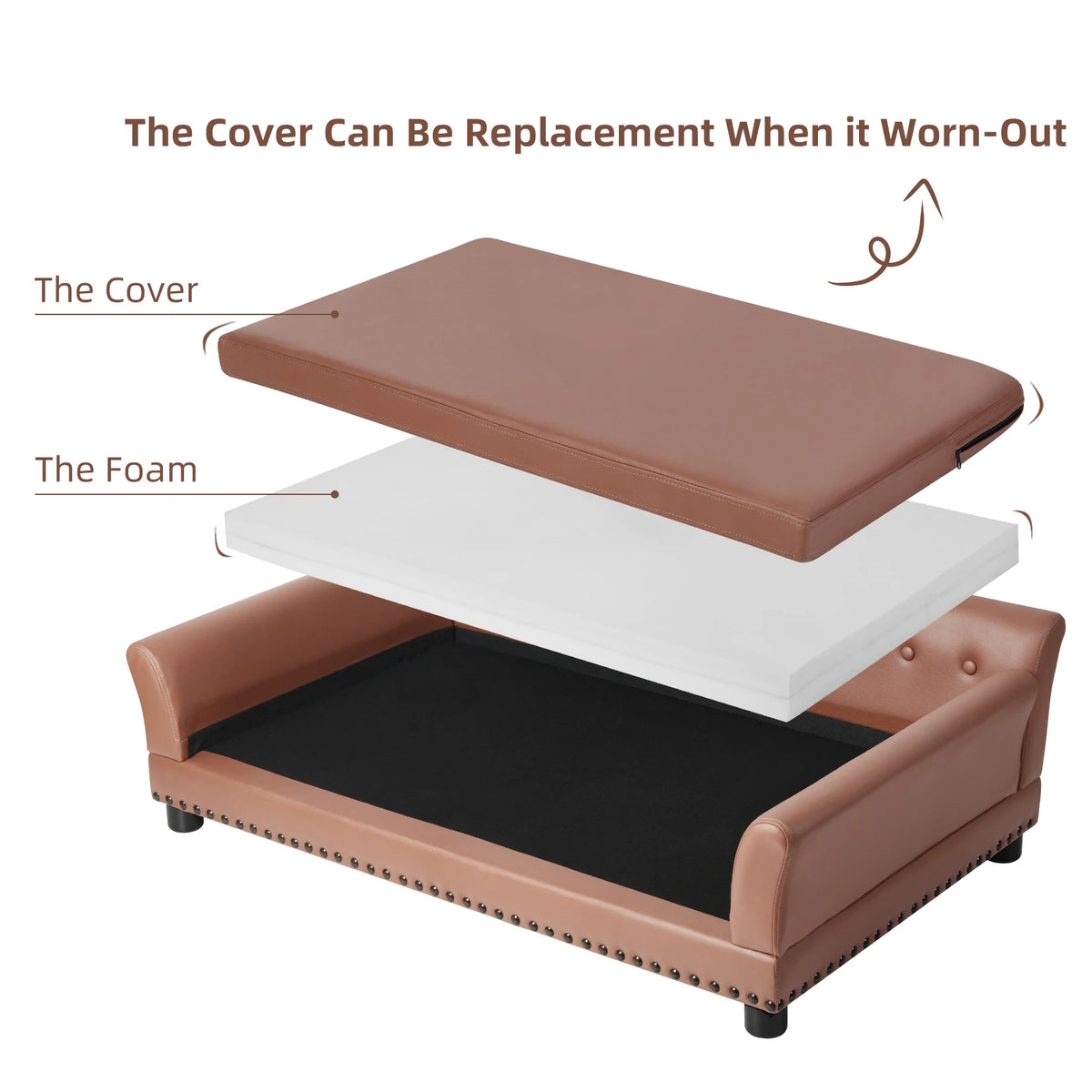 Pet Sofa Bed: Waterproof Sofa-type Dog Bed Pet Snuggle Lounge Bed with Removable Cushion