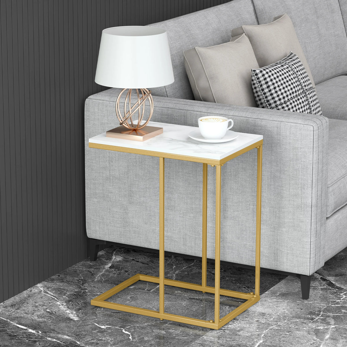 Modern C-Shaped Sofa Side Table End Nightstand Desk for Home Laptop Storage Coffee Table Bedroom Furniture