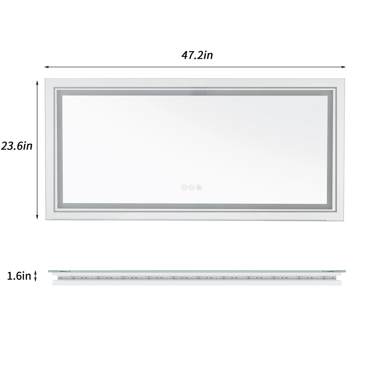 48"X24" LED Bathroom Mirror with Lights, Anti-Fog, Dimmable, Backlit + Front Lit, Lighted Bathroom Vanity Mirror Memory