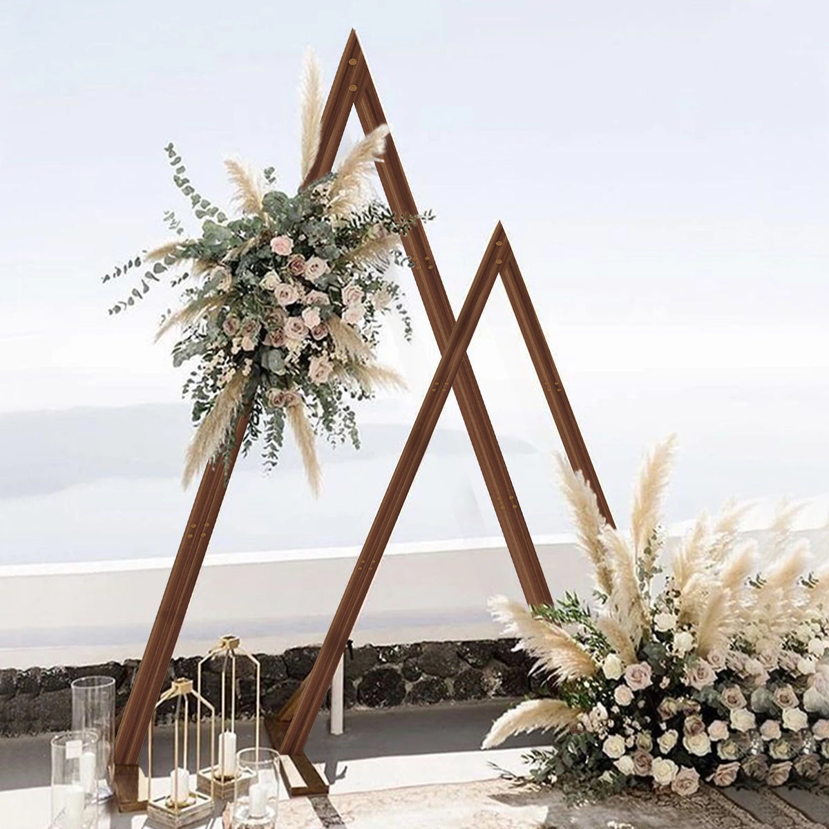 Wedding Arch Stand: 2 Pack Wooden Wedding Ceremony Arch Decor Backdrop Frame Stand for Outdoor Garden Plants, Party Venue