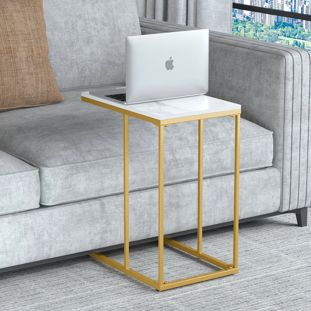 Modern C-Shaped Sofa Side Table End Nightstand Desk for Home Laptop Storage Coffee Table Bedroom Furniture