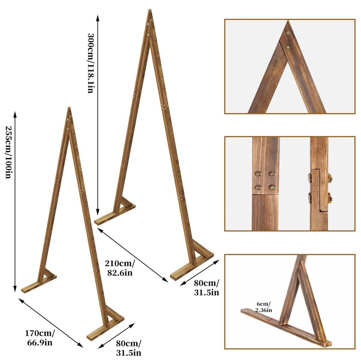 Wedding Arch Stand: 2 Pack Wooden Wedding Ceremony Arch Decor Backdrop Frame Stand for Outdoor Garden Plants, Party Venue