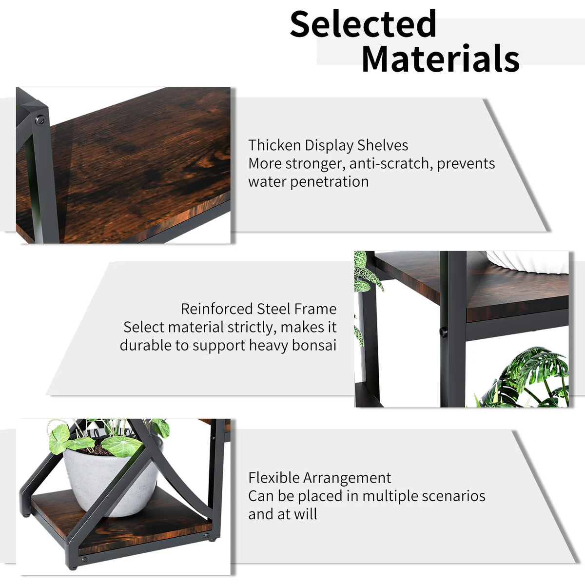 Oval Bookshelf, Plant Stand 5 Tier Etagere Bookcase, Half-Moon Shaped Industrial Display Shelves for Living Room