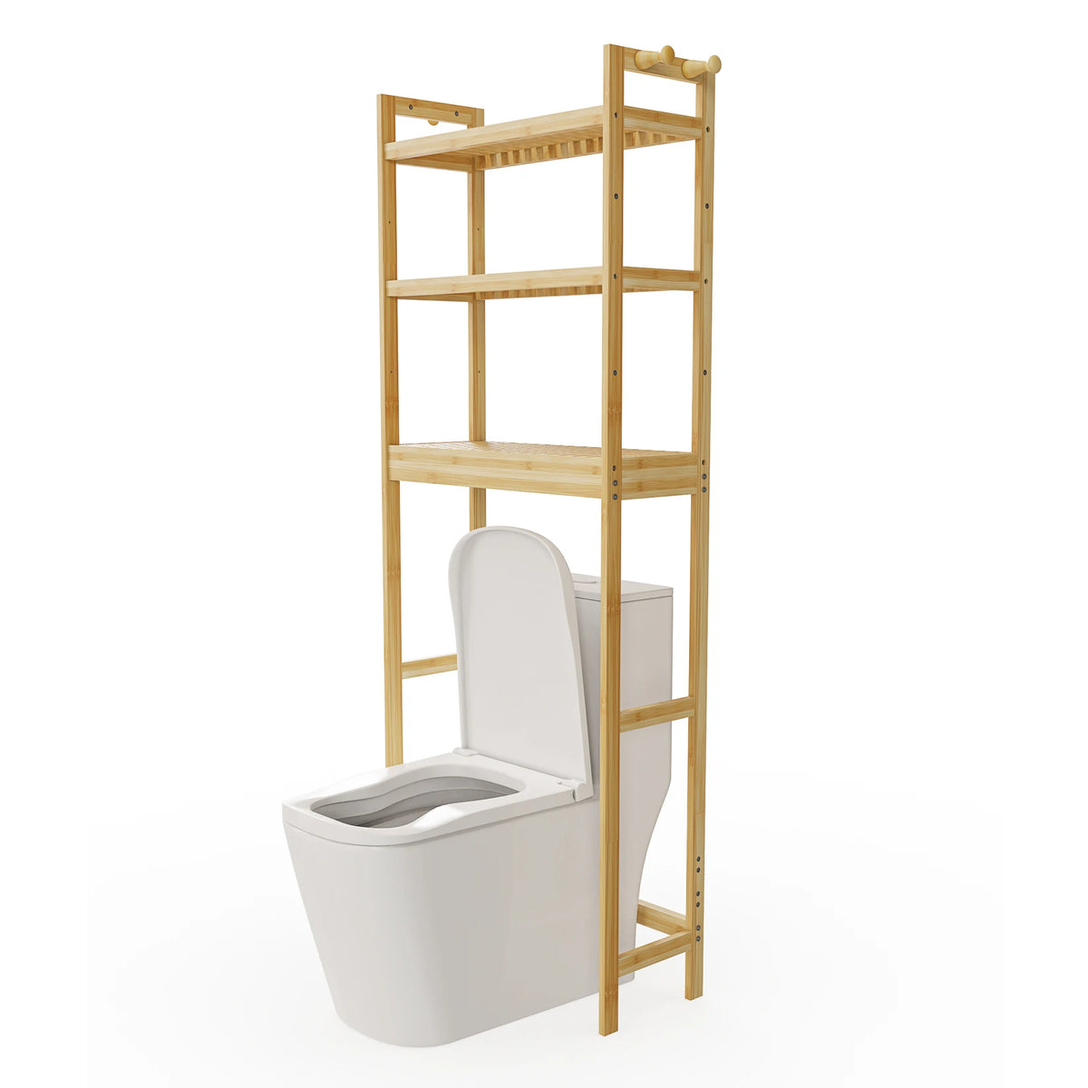 Bathroom Space Saver over the Toilet 3 Tier Storage Shelf Organizer Rack Bamboo for Small Space Restroom Laundry Easy Assembly