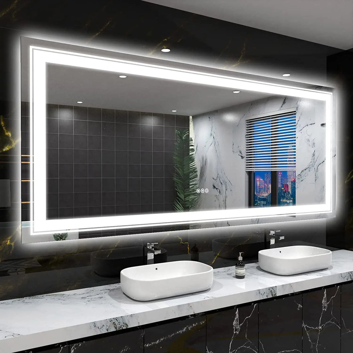 48"X24" LED Bathroom Mirror with Lights, Anti-Fog, Dimmable, Backlit + Front Lit, Lighted Bathroom Vanity Mirror Memory
