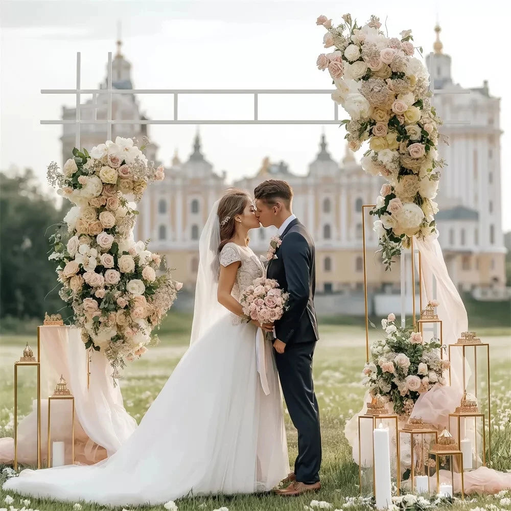7.74FT Iron Wedding Arch, Metal Arch Backdrop Stand Square Arch Wedding Arbor Wedding Arches for Ceremony Birthday Parties