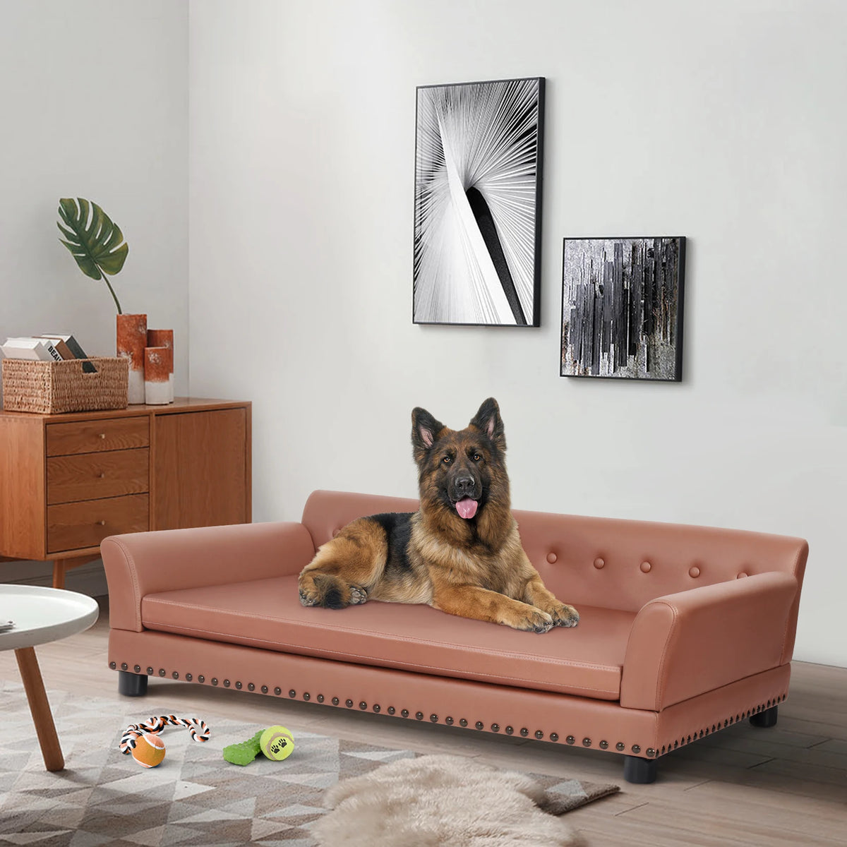 Pet Sofa Bed: Waterproof Sofa-type Dog Bed Pet Snuggle Lounge Bed with Removable Cushion