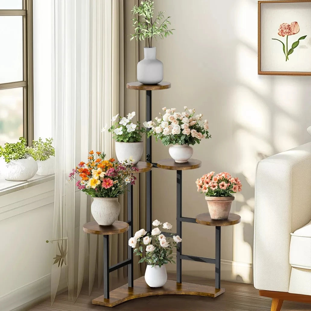 Corner Plant Stand Indoor, 6 Tiered Plant Shelf Flower Stand, Tall Multiple Potted Plant Holder Rack Planter Organizer