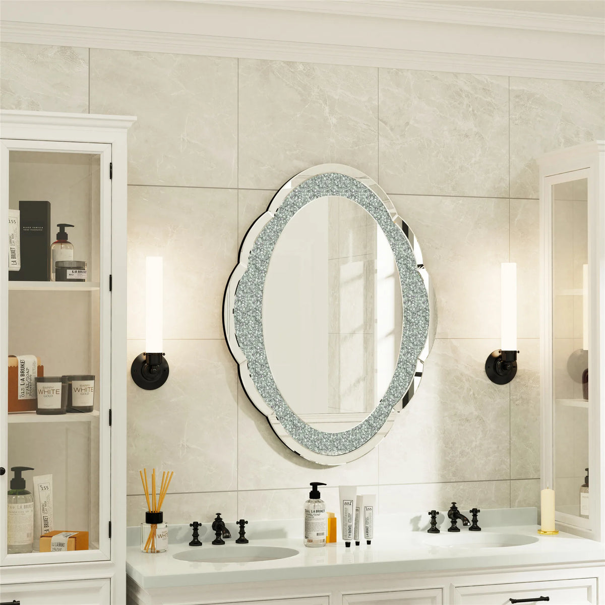 5mm thick mercury silver mirror high-definition broken diamond wall mirror elegant art cloud-shaped for living room decoration