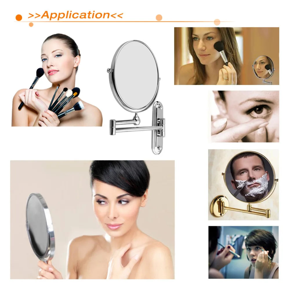 8 Inch Double-Sided Makeup Mirror 10X Magnifying Wall Mounted Swivel Extendable Bathroom Mirror for Shaving